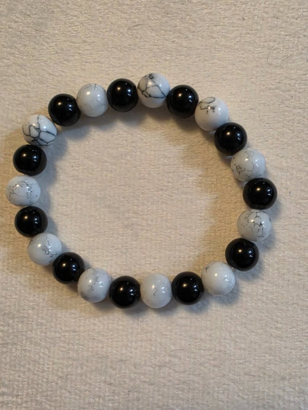 Marble and Glass Beaded Bracelet